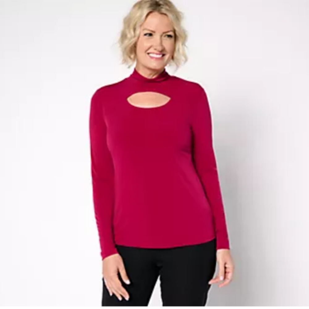 Women's Pink poliana plus size 2XL Turtleneck Top